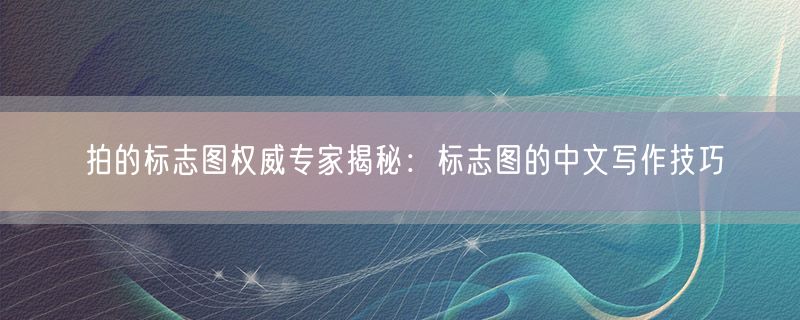 拍的标志图权威专家揭秘：标志图的中文写作技巧